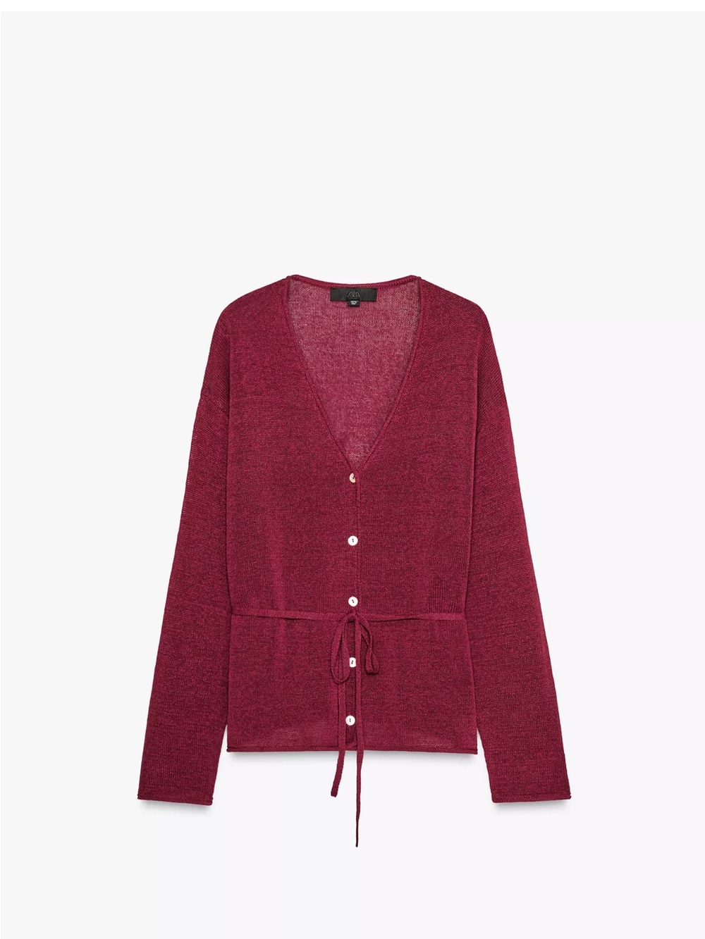 Zara Maroon Red V-Neck Tie-Waist Cardigan and Tank Set (Cardigan M/ Tank L)